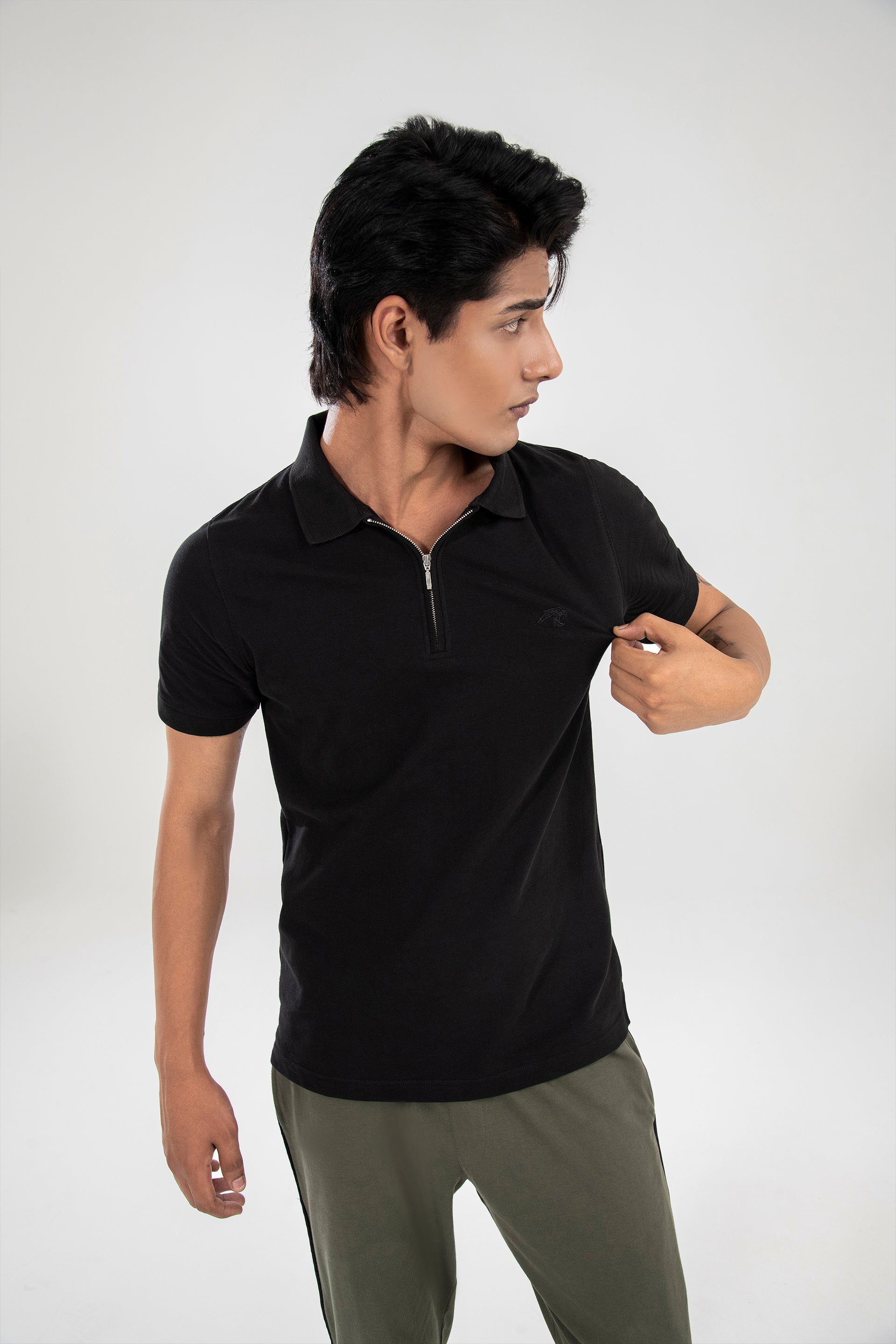 Black Zip Polo