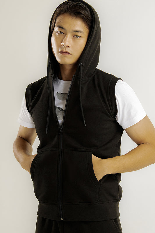 Sleeveless Zipper Hood